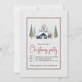 冬のアライグマの木と降雪クリスマスパーティー 招待状 (正面)