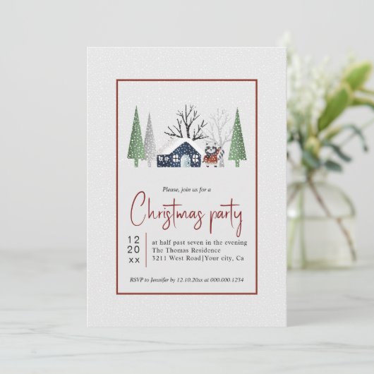 冬のアライグマの木と降雪クリスマスパーティー 招待状 (スタンド正面)