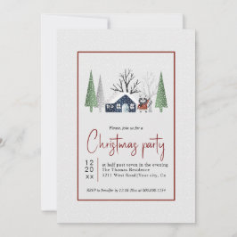 冬のアライグマの木と降雪クリスマスパーティー 招待状