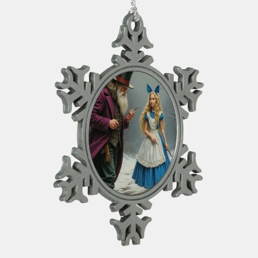 冬のアリスのピータースノーフレークオーナメント スノーフレークピューターオーナメント (左)