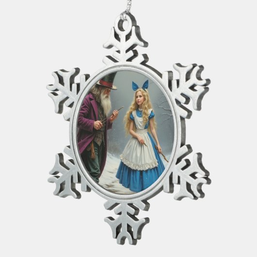 冬のアリスのピータースノーフレークオーナメント スノーフレークピューターオーナメント (右)