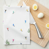 冬のアルパインスキーヤースキーパターン キッチンタオル (四つ折り)