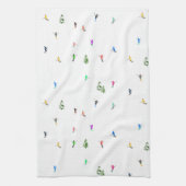 冬のアルパインスキーヤースキーパターン キッチンタオル (縦)