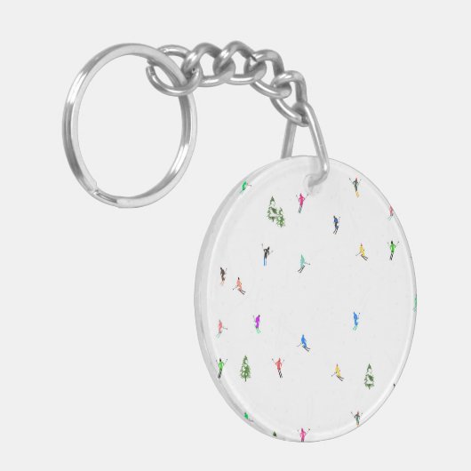 冬のアルパインスキーヤースキーパターン キーホルダー (正面左)