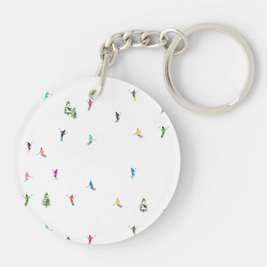 冬のアルパインスキーヤースキーパターン キーホルダー (裏面)