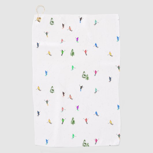 冬のアルパインスキーヤースキーパターン ゴルフタオル (正面)