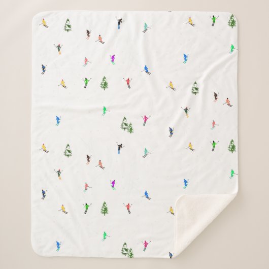冬のアルパインスキーヤースキーパターン シェルパブランケット (正面)