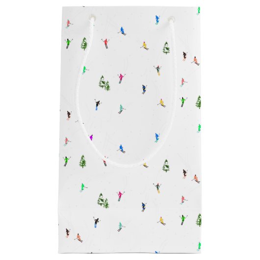 冬のアルパインスキーヤースキーパターン スモールペーパーバッグ (正面)