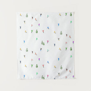 冬のアルパインスキーヤースキーパターン タペストリー