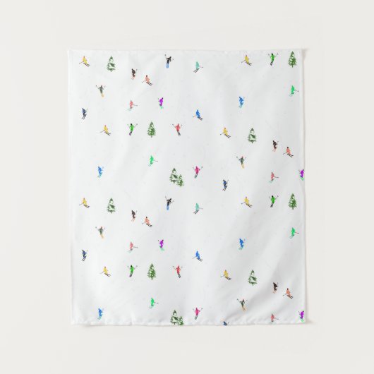 冬のアルパインスキーヤースキーパターン タペストリー (正面)