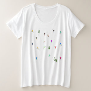 冬のアルパインスキーヤースキーパターン プラスサイズTシャツ