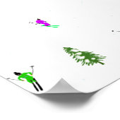 冬のアルパインスキーヤースキーパターン ポスター (角)