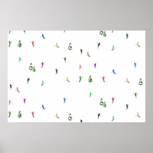 冬のアルパインスキーヤースキーパターン ポスター (正面)