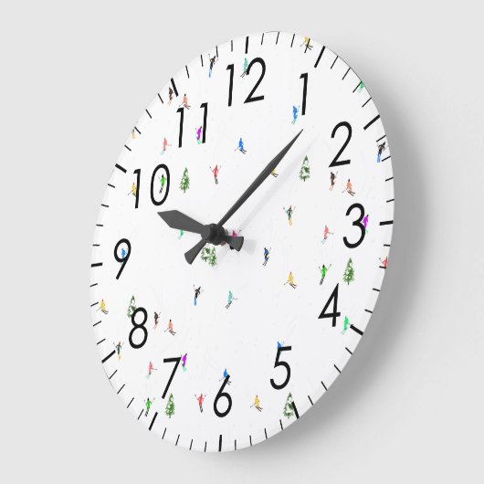 冬のアルパインスキーヤースキーパターン ラージ壁時計 (傾斜)