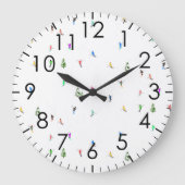 冬のアルパインスキーヤースキーパターン ラージ壁時計 (正面)