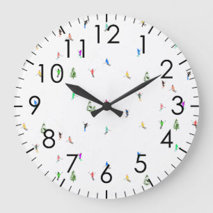 冬のアルパインスキーヤースキーパターン ラージ壁時計