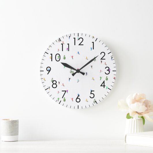 冬のアルパインスキーヤースキーパターン ラージ壁時計 (ホーム)