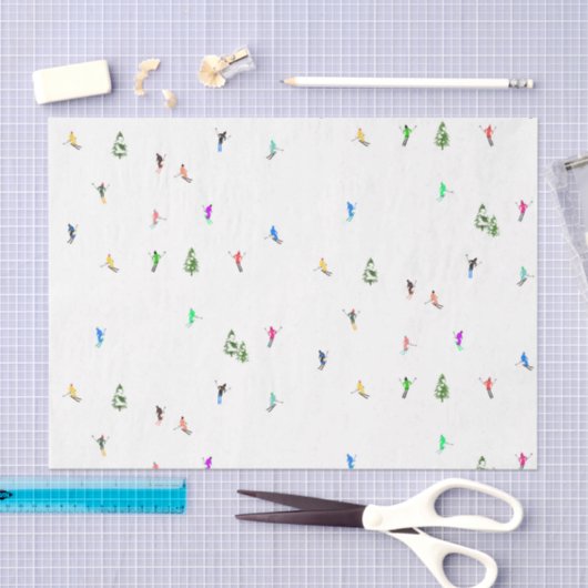 冬のアルパインスキーヤースキーパターン 薄葉紙 (クラフト)