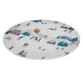 冬のアルプスの休日：アクティブな人々シームレス カッティングボード (角)