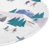 冬のアルプスの休日：アクティブな人々シームレス カッティングボード (角)