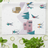 冬のアルプスの休日:アクティブな人々シームレス キッチンタオル (折り畳み)