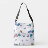 冬のアルプスの休日:アクティブな人々シームレス クロスボディバッグ (裏面)