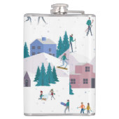冬のアルプスの休日：アクティブな人々シームレス フラスク (裏面)