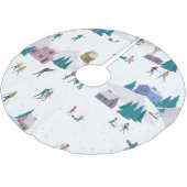 冬のアルプスの休日：アクティブな人々シームレス ブラッシュドポリエステルツリースカート (アングル)