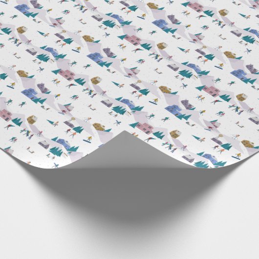 冬のアルプスの休日:アクティブな人々シームレス ラッピングペーパー (角)