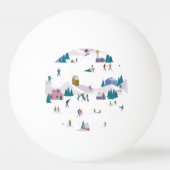 冬のアルプスの休日:アクティブな人々シームレス 卓球ボール (裏面)