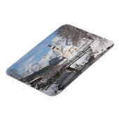 冬のアルプス山脈と雪の中の教会 マグネット (左側)