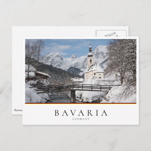 冬のアルプス山脈を持つ雪の中の教会 ポストカード (正面/裏面)