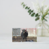 冬のアンガス黒い牛 名刺 (スタンド正面)