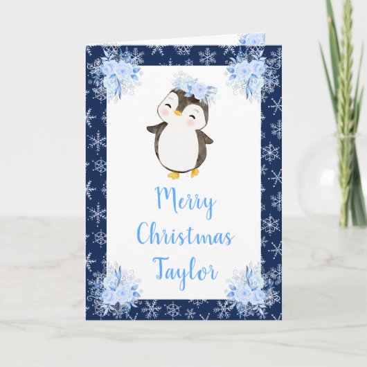 冬のアークティックペンギン メリークリスマス シーズンカード (正面)