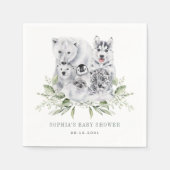 冬のアーチックアニマルズホリデーパーティベビーシャワー スタンダードカクテルナプキン (正面)