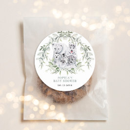 冬のアーチックアニマルズホリデーベビーシャワー ラウンドシール