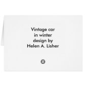 冬のアートカードのヴィンテージ車 (裏面横)
