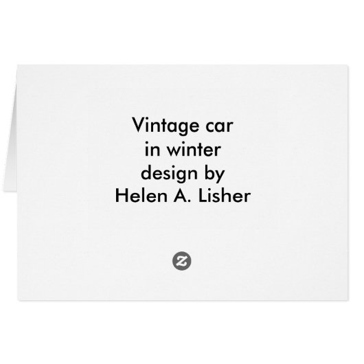 冬のアートカードのヴィンテージ車 (裏面横)