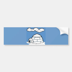 冬のイグルー雪青空白雲漫画 バンパーステッカー