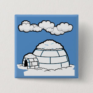 冬のイグルー雪青空白雲漫画 缶バッジ