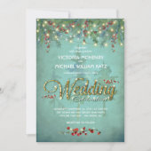 冬のイルミネーションの松の枝 ウェディングカード 招待状 (正面)