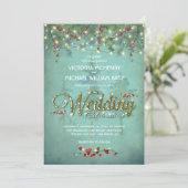 冬のイルミネーションの松の枝 ウェディングカード 招待状 (スタンド正面)