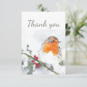 冬のイングリッシュロビン・バード・アートをありがとう サンキューカード (スタンド正面)