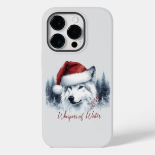 冬のウィスパー – サンタハットの水色オオカミ Case-Mate iPhone 14 PROケース