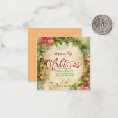 「冬のウィスパー:フェスティバルグリーティングフラットクリスマス ノートカード (正面/裏面インサイチュ)