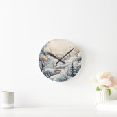 冬のウィスパー:居心地の良い村クリスマス ラウンド壁時計 (ホーム)