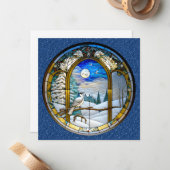 冬のウィンドウのグリーティングカード ノートカード (正面/裏面インサイチュ)