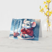 冬のウインドウカードのクリスマスマウス カード (黄色い花)