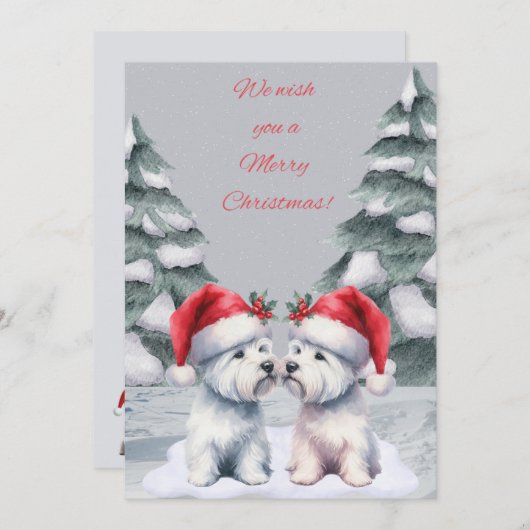 冬のウェスティクリスマスの願いカード シーズンカード (正面/裏面)