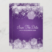 冬のウェディングきらめくナイトパープル セーブザデート (正面/裏面)